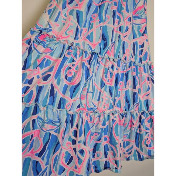 Lilly Pulitzer Loro Swing Dress Skim Blue Reel Nauti Nautical Summer Boho Size S - Picture 6 of 8